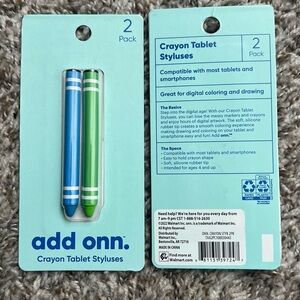 Blue and Green Crayon Tablet Styluses - 2 Pack